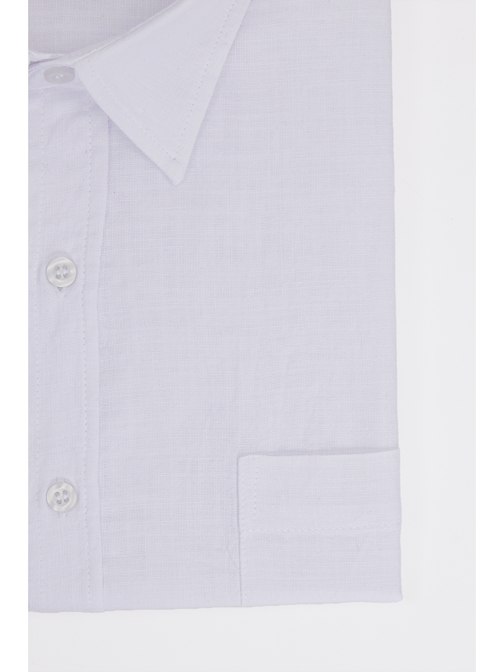 Erkek Big Size Battal Kesim Kısa Kollu Keten Efektli Cepli Beyaz Gömlek-2