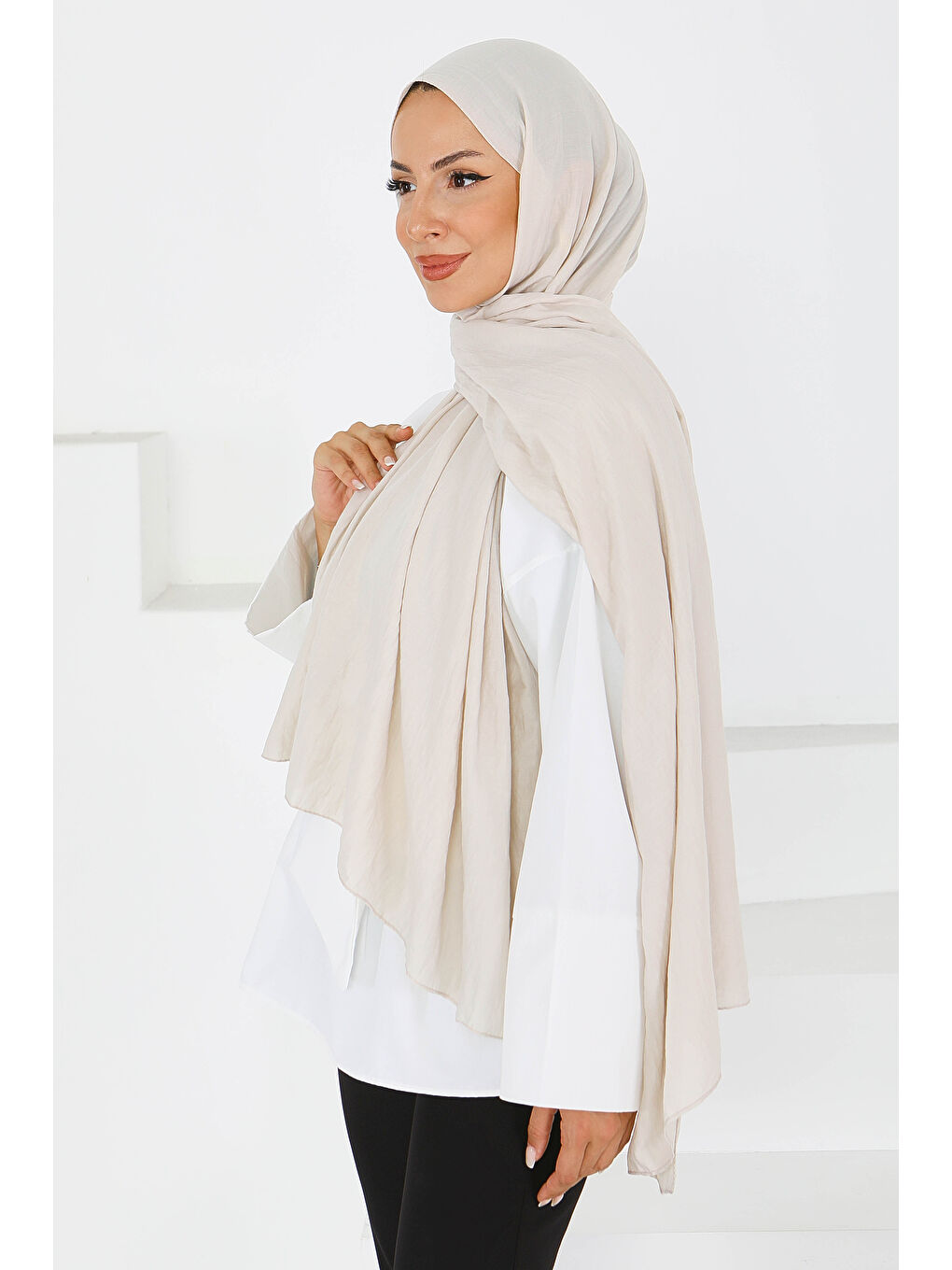 Bej Pamuk Soft Şal Taş - 27591-3