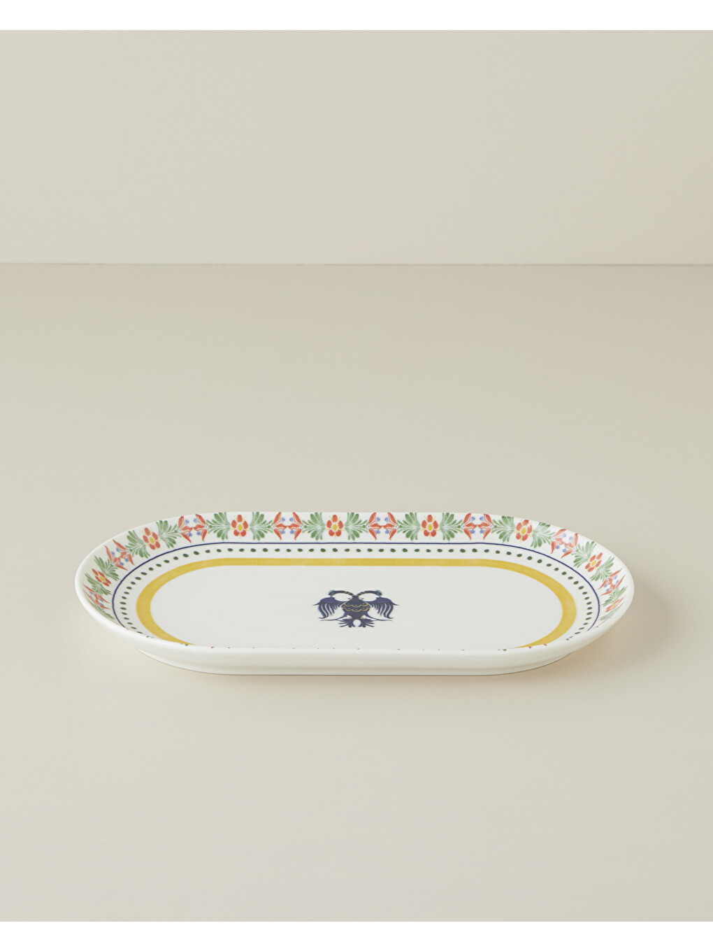 Fiesta Talavera Porselen Kayık Tabak 30 Cm Beyaz - Lacivert