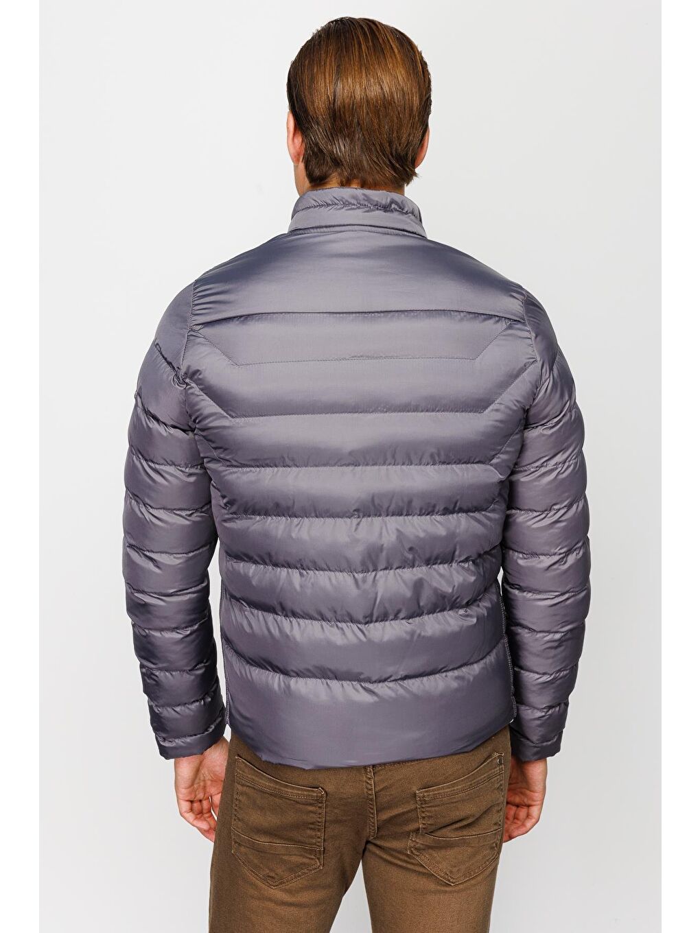 Gri Erkek Gümüş Şişme Mont-3