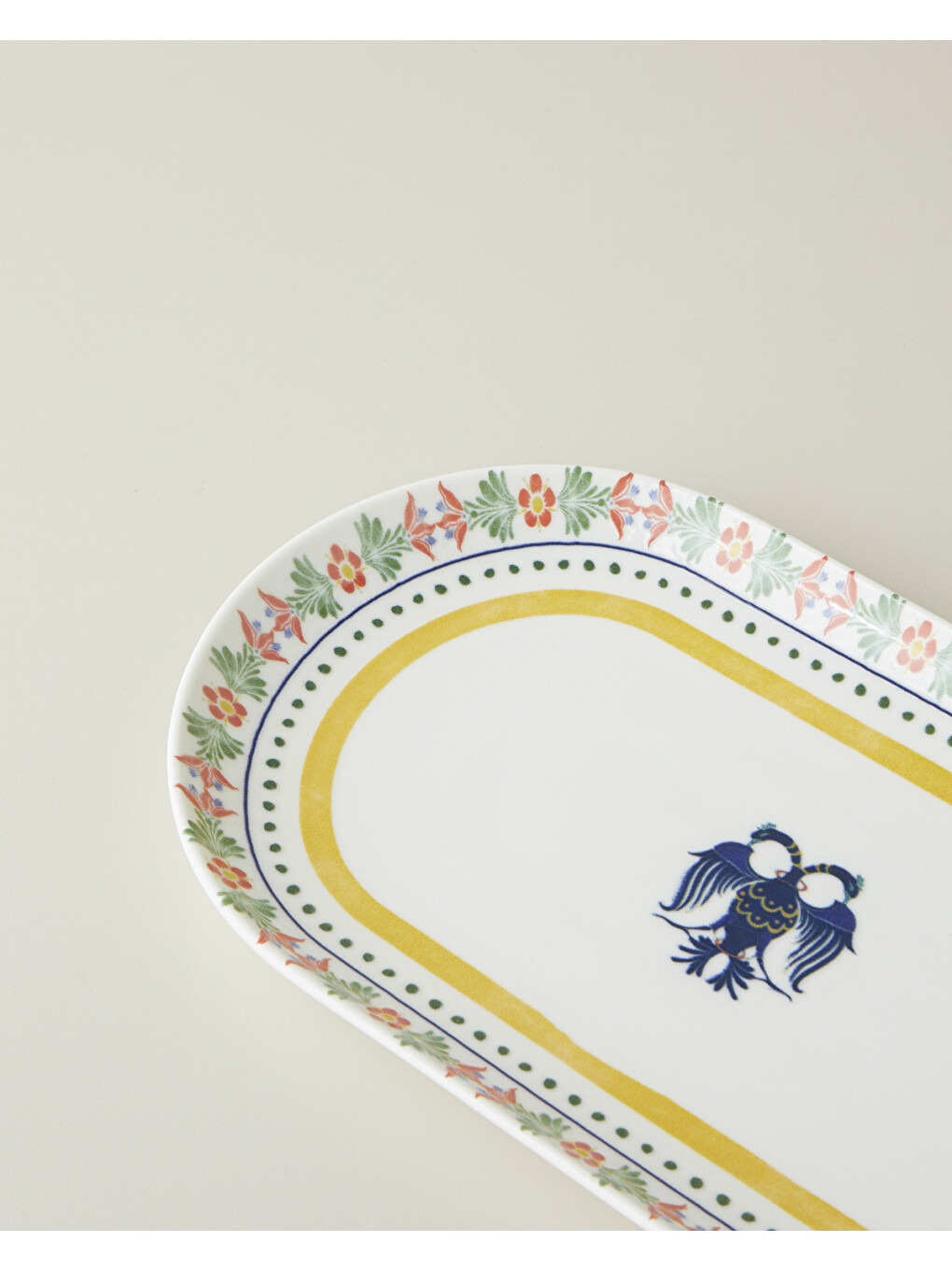 Fiesta Talavera Porselen Kayık Tabak 30 Cm Beyaz - Lacivert-2
