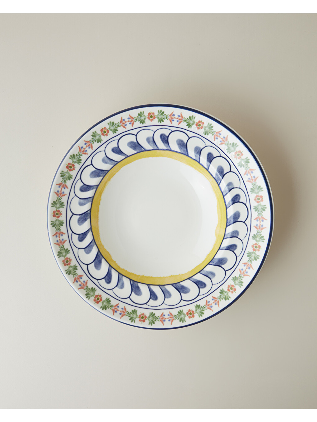 Talavera Feast Porselen Makarna Tabağı 27 Cm Beyaz - Lacivert-1