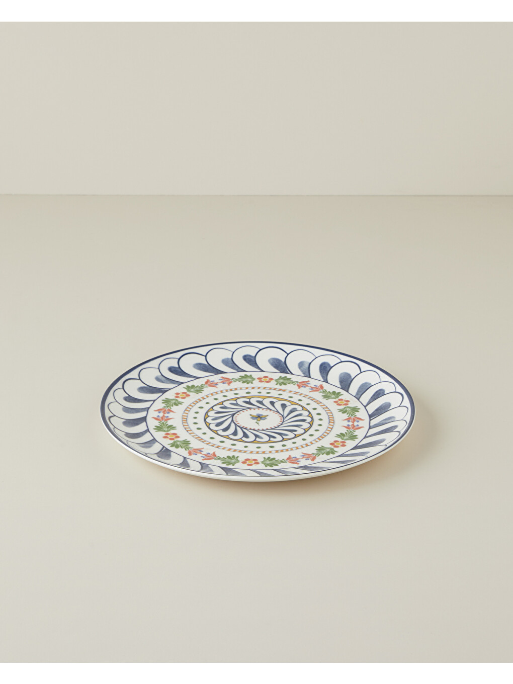 Harmony Talavera Porselen Servis Tabağı 26 Cm Beyaz - Lacivert