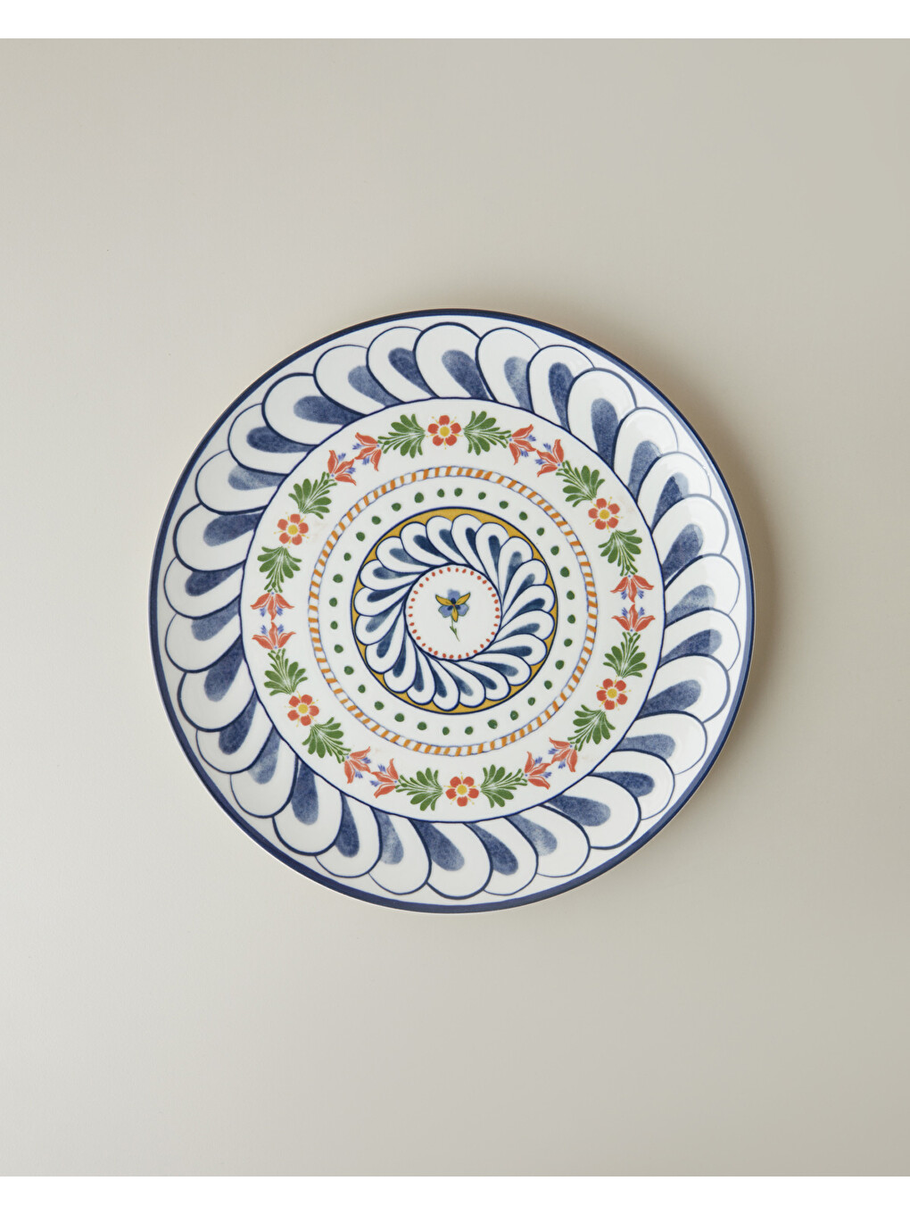 Harmony Talavera Porselen Servis Tabağı 26 Cm Beyaz - Lacivert-1