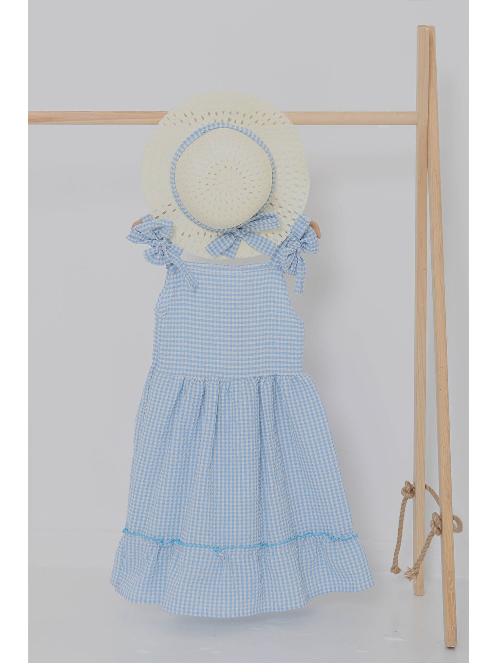 Kız Çocuk Bebe Mavi Şapkalı Elbise - 27050