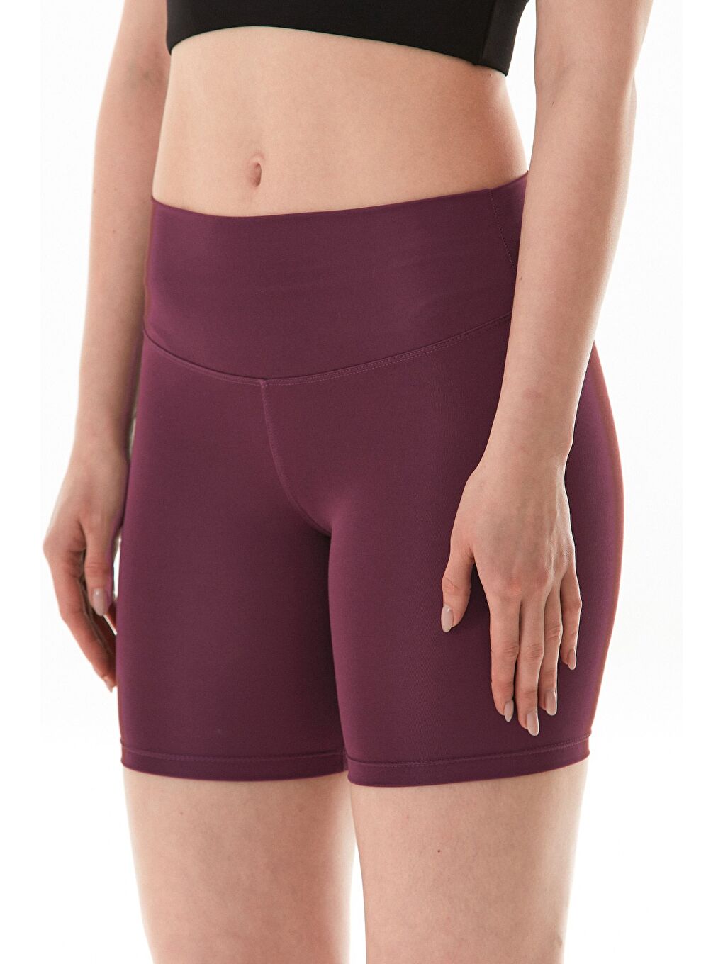 Bordo Basic Yüksek Bel Biker Tayt-4