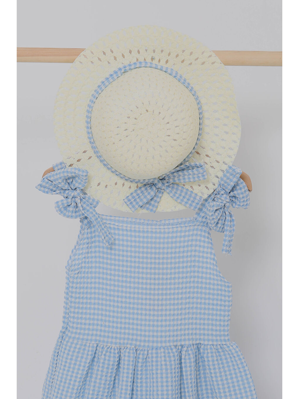 Kız Çocuk Bebe Mavi Şapkalı Elbise - 27050-1