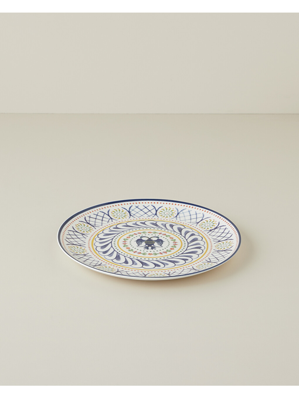 Fiesta Talavera Porselen Servis Tabağı 26 Cm Beyaz - Lacivert