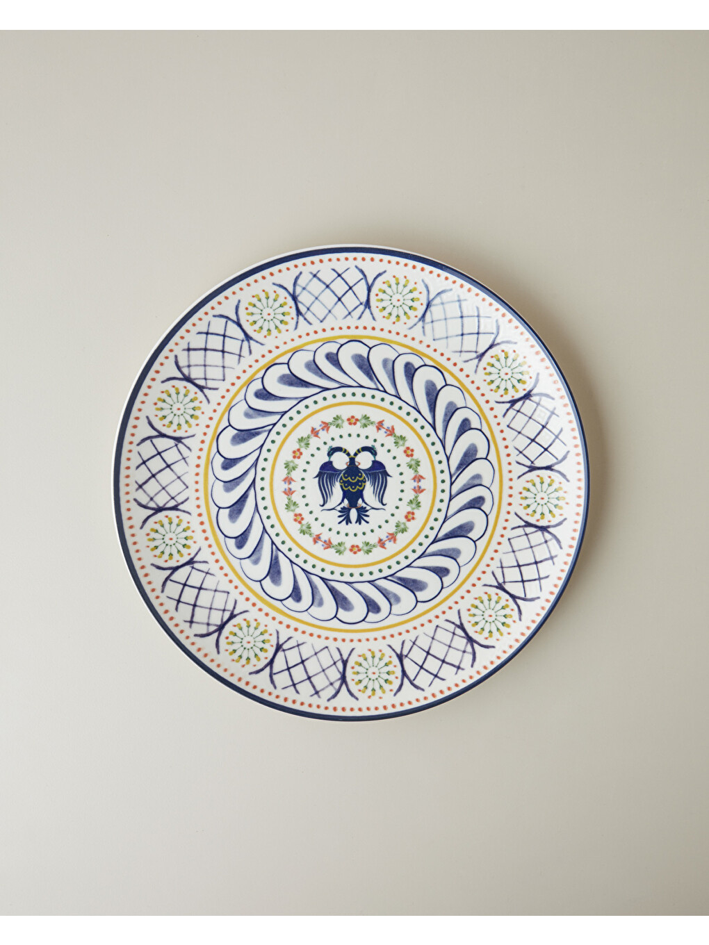Fiesta Talavera Porselen Servis Tabağı 26 Cm Beyaz - Lacivert-1
