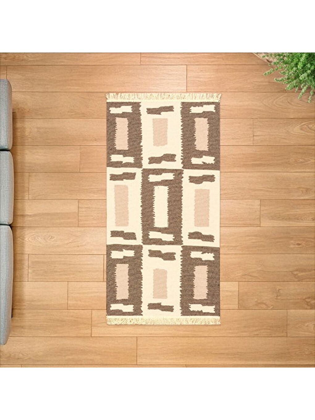 Soft Lindos Çift Taraflı Kilim - Ekru - 80x150 cm-4
