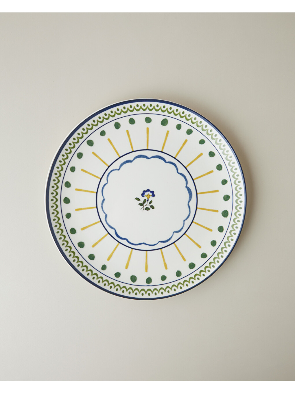 Talavera Garden Porselen Servis Tabağı 26 Cm Beyaz - Lacivert-1