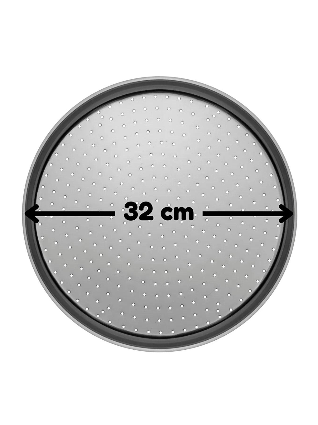 Gri Orta Boy Delikli Pizza Tepsisi Lahmacun Pide Tepsisi 32 cm Çift Başlıklı Pizza Ruleti-1
