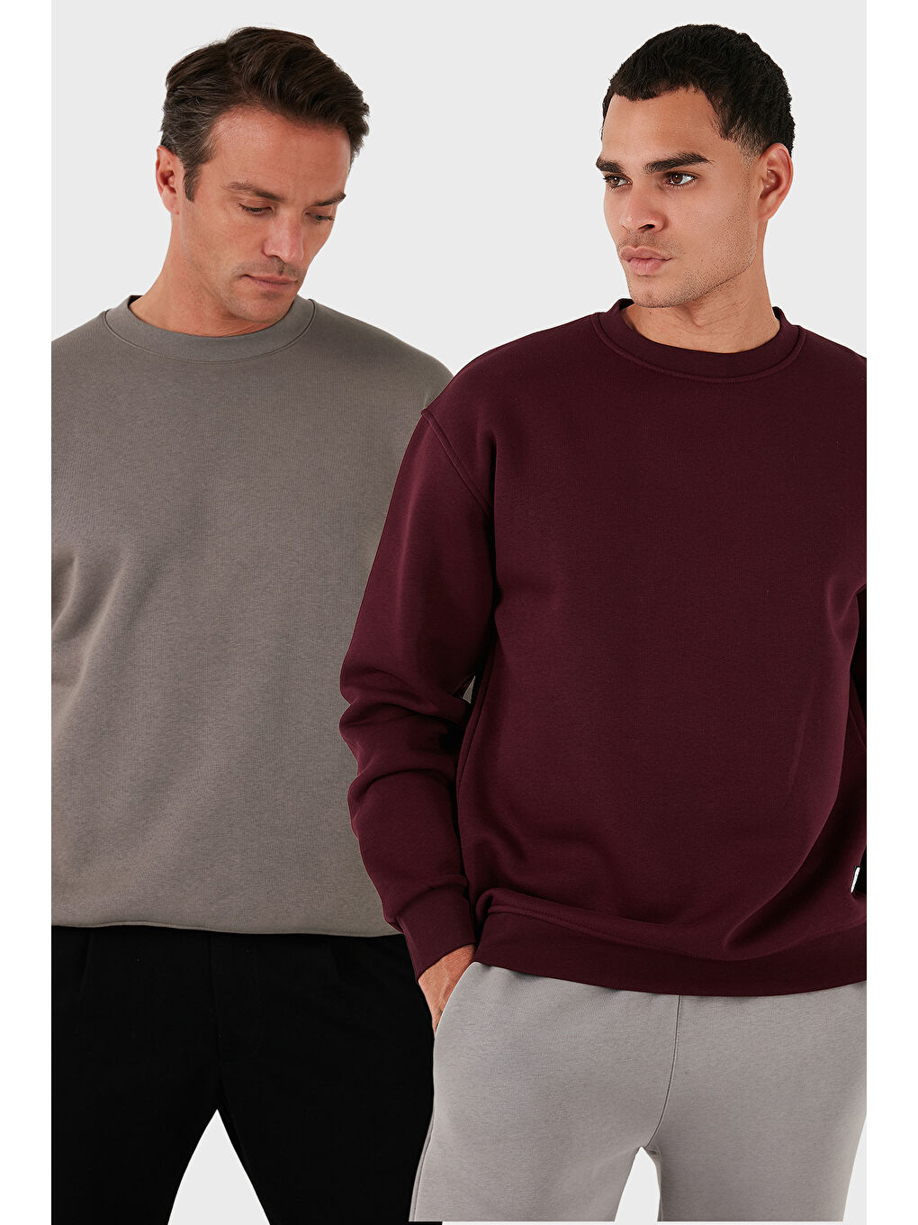 Kahverengi Regular Fit Bisiklet Yaka Şardonlu 2'li Paket Sweat 5905255S2