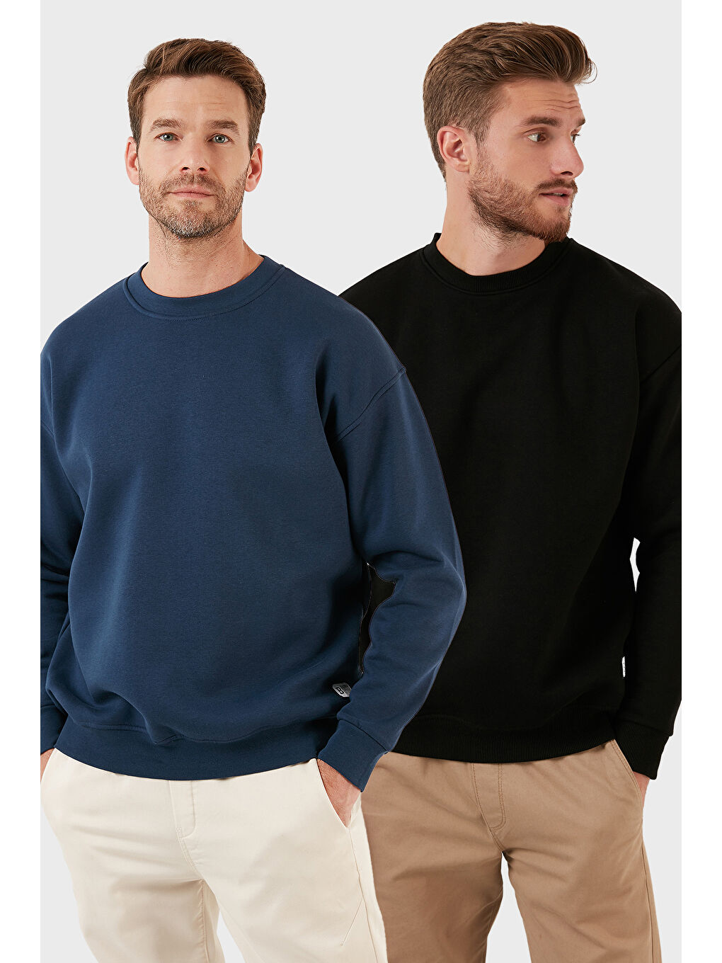 Siyah Regular Fit Bisiklet Yaka Şardonlu 2'li Paket Sweat 5905255S2