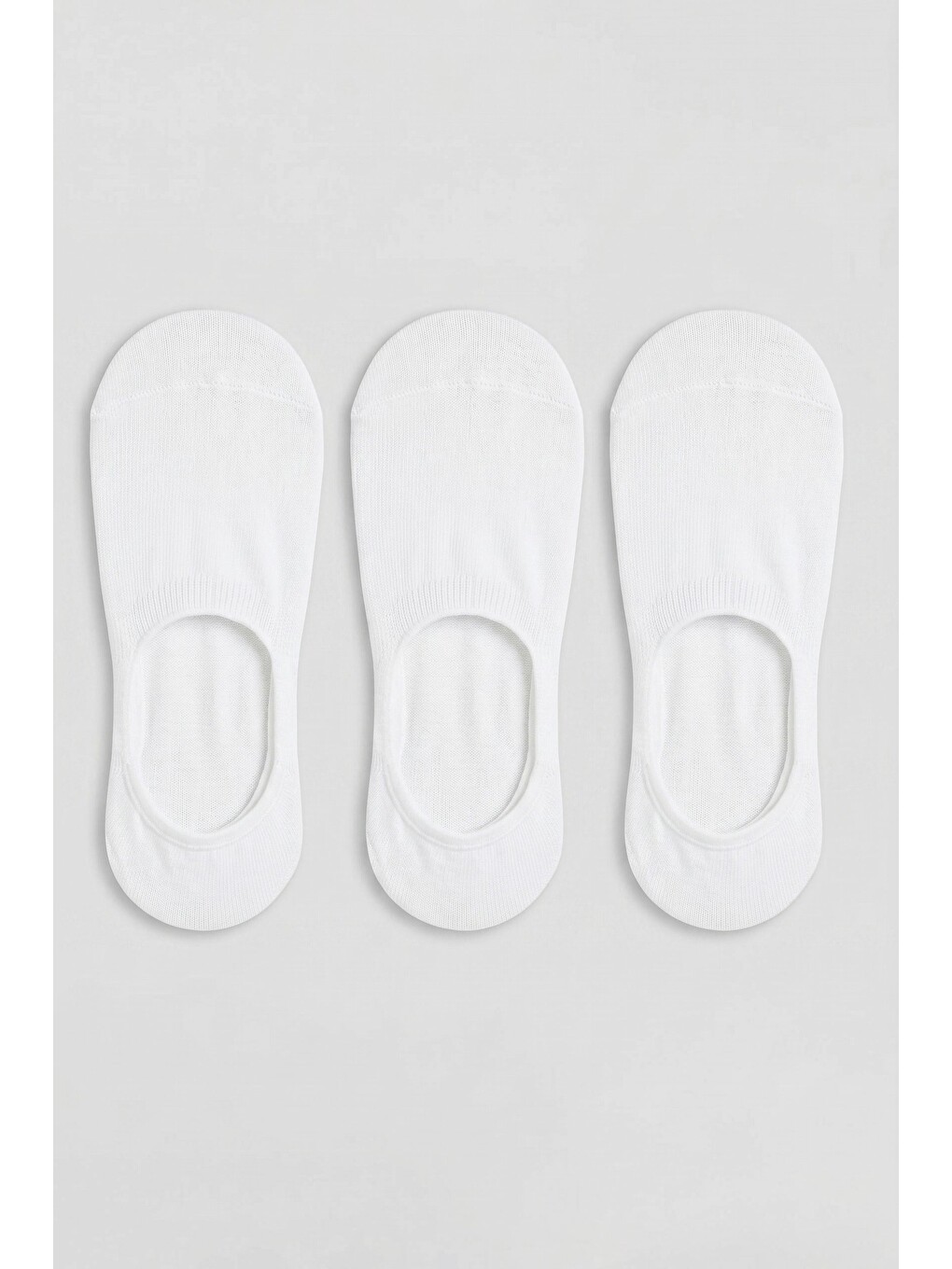 Unisex Bambu Silikonlu Görünmez Babet Çorap 3'lü Set Beyaz