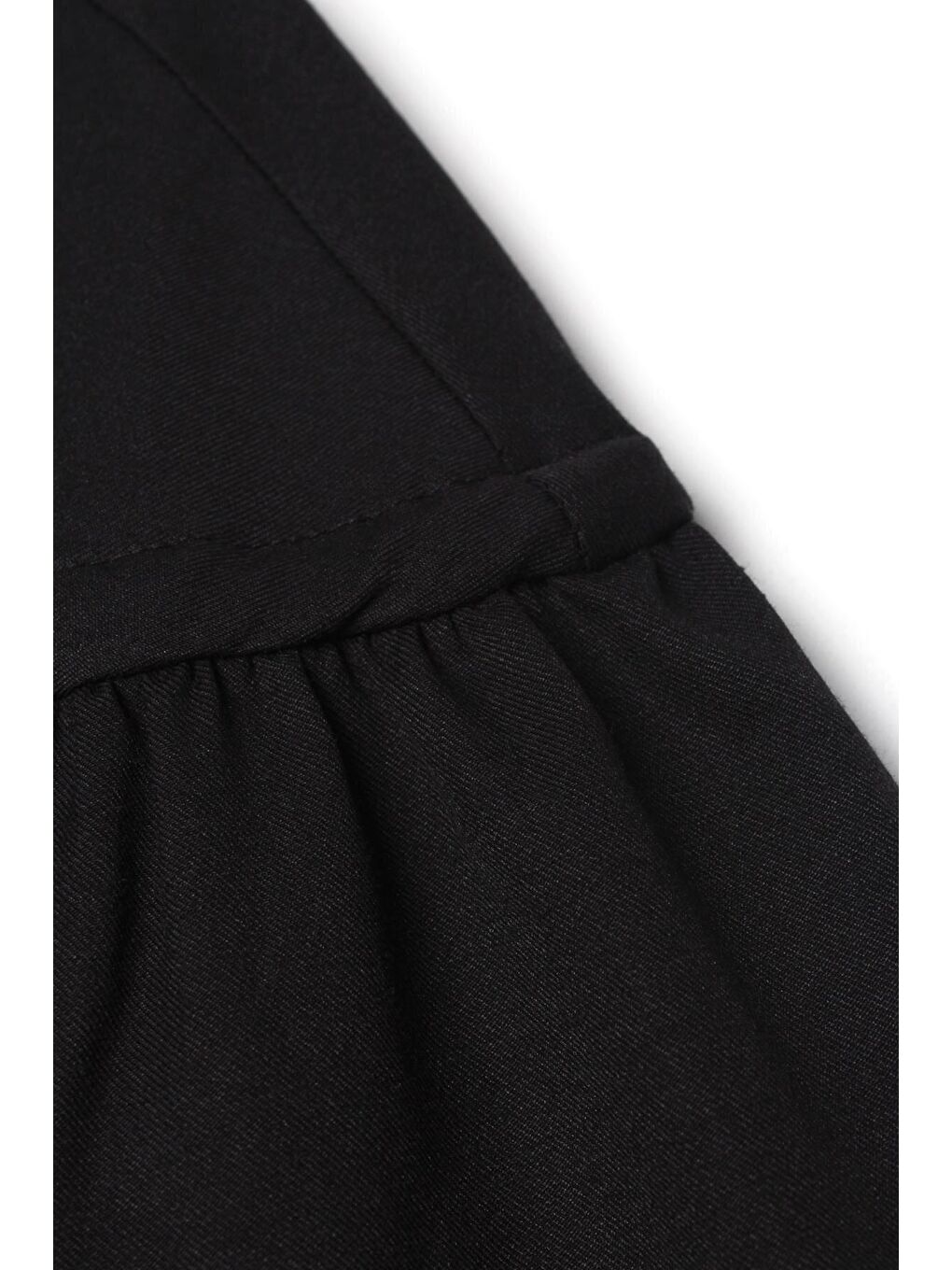 Siyah Pamuklu Bağcık Detaylı Büzgülü Gömlek Tunik-3