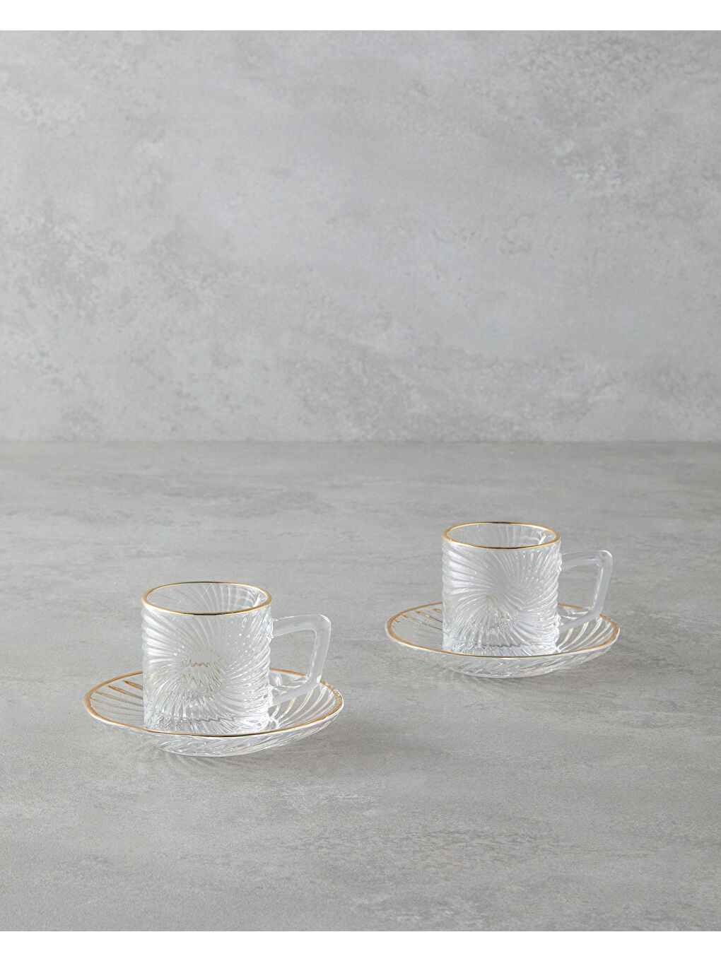 Sarı Goldie Cam 4 Parça 2 Kişilik Kahve Fincan Takımı 70 ml Gold