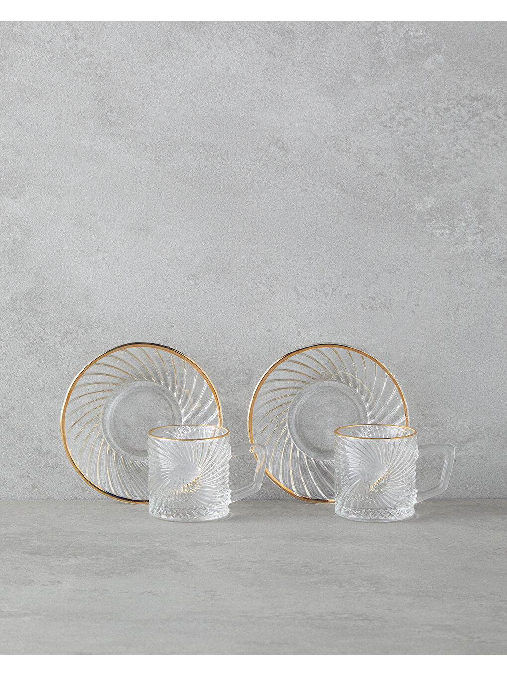 Sarı Goldie Cam 4 Parça 2 Kişilik Kahve Fincan Takımı 70 ml Gold-1