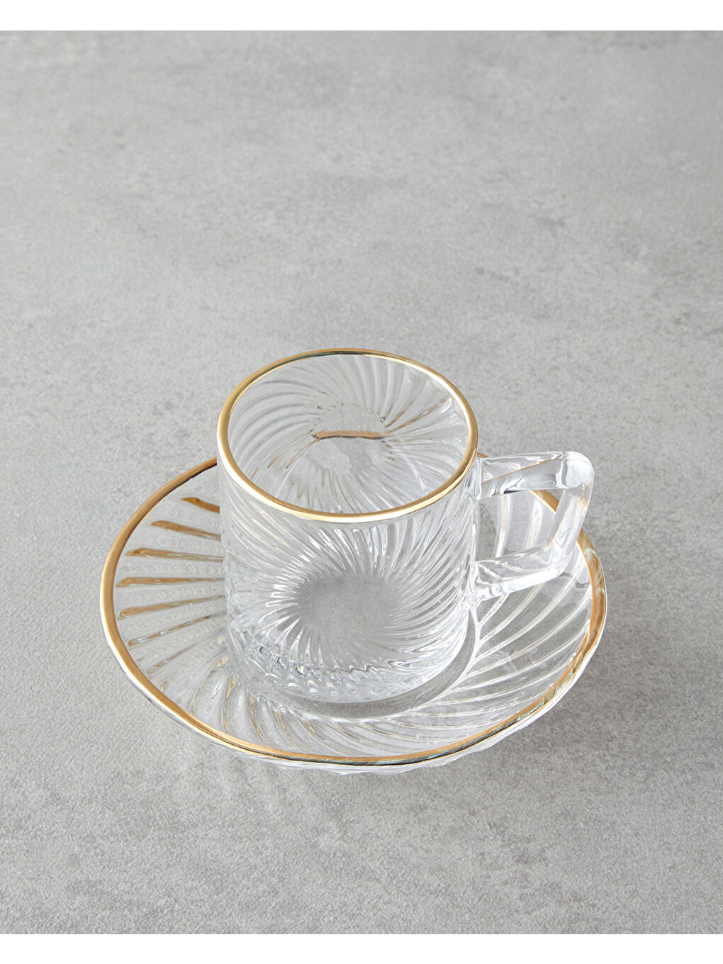 Sarı Goldie Cam 4 Parça 2 Kişilik Kahve Fincan Takımı 70 ml Gold-2