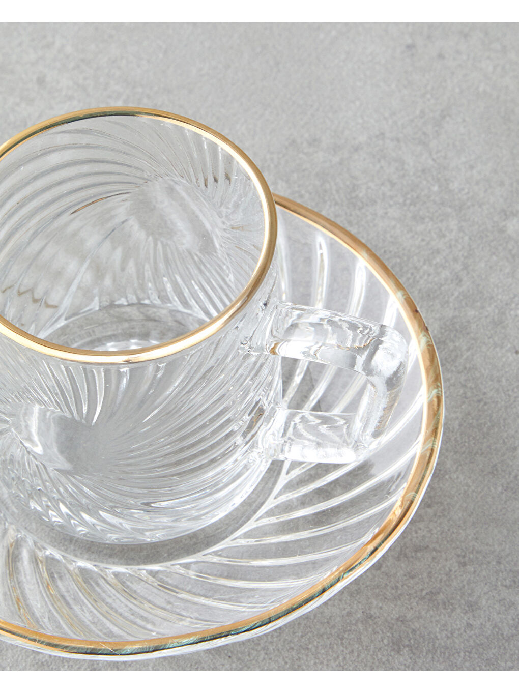 Sarı Goldie Cam 4 Parça 2 Kişilik Kahve Fincan Takımı 70 ml Gold-3