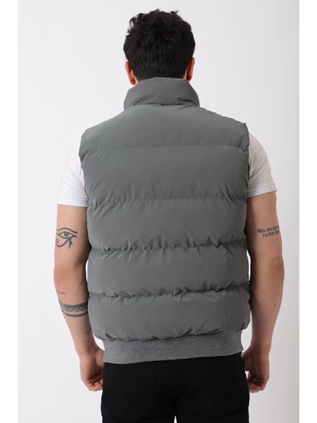 Gri Göğüs Cepli Bel Lastili Nova Yelek BL 1722_60323-5