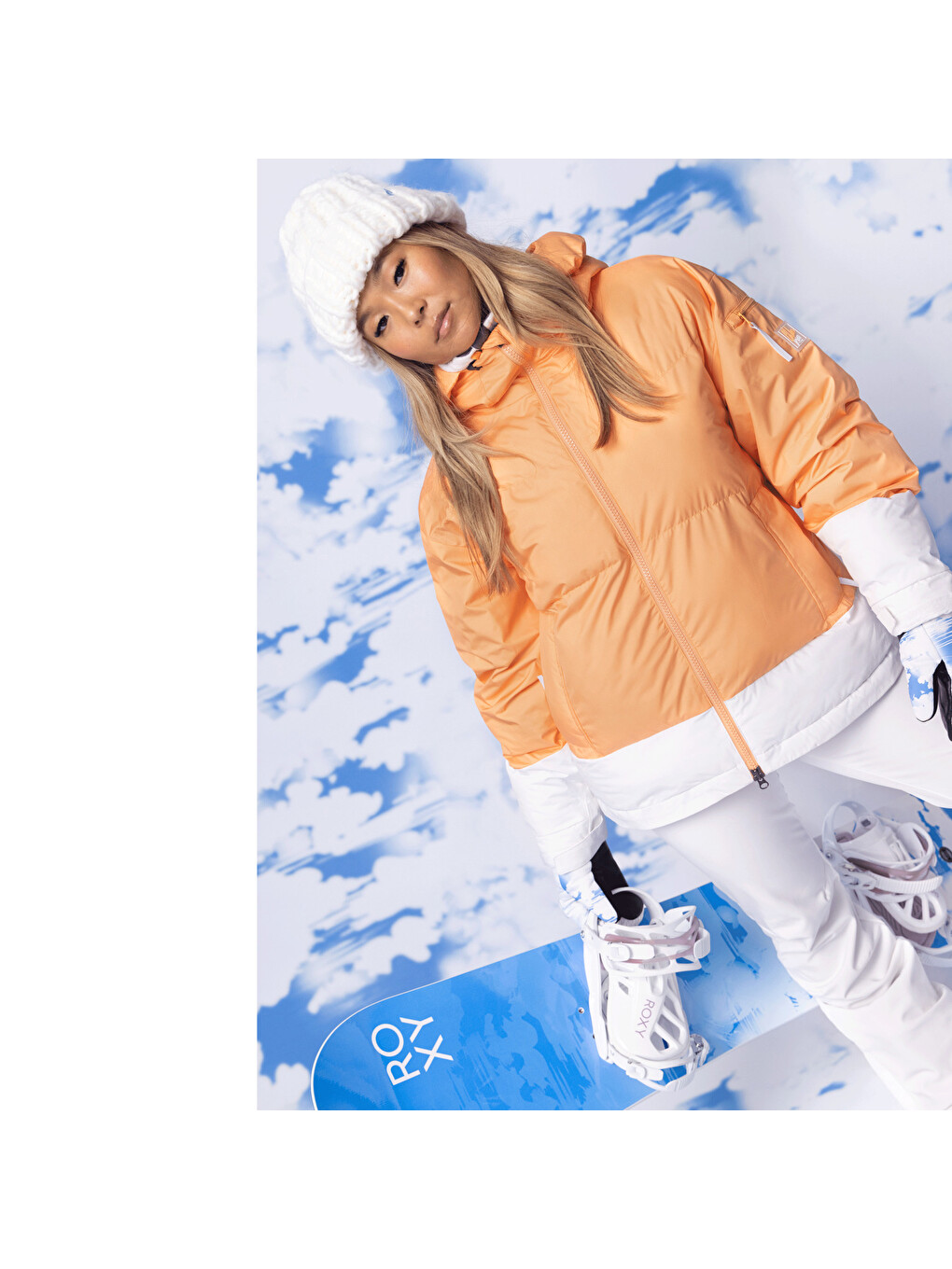 Turuncu Chloe Kim Puffy Kadın Snowboard Ceketi-1