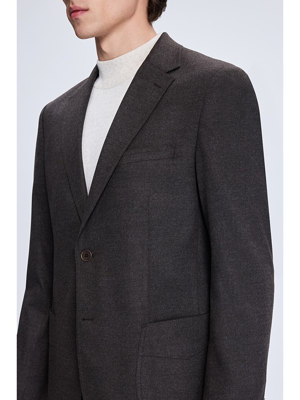 Kahverengi Slim Fit Mono Yaka Casual Ceket-2