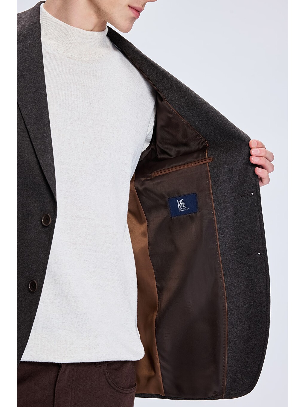 Kahverengi Slim Fit Mono Yaka Casual Ceket-3