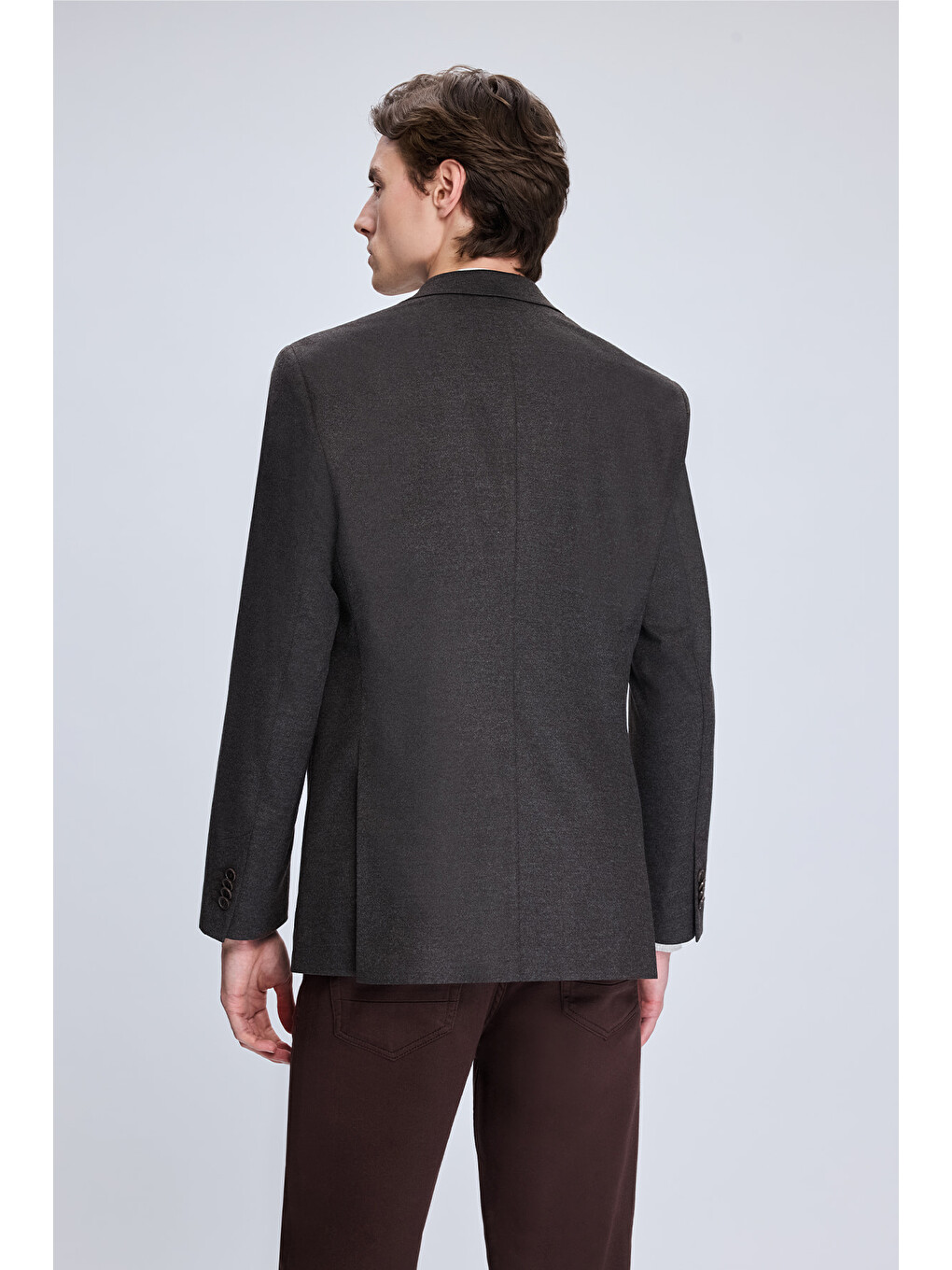 Kahverengi Slim Fit Mono Yaka Casual Ceket-4
