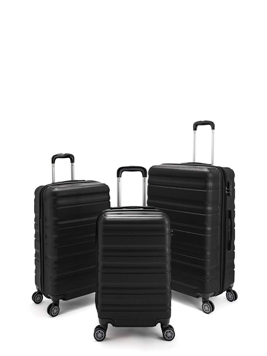 Siyah Abs Baklava Desenli Valiz Seti