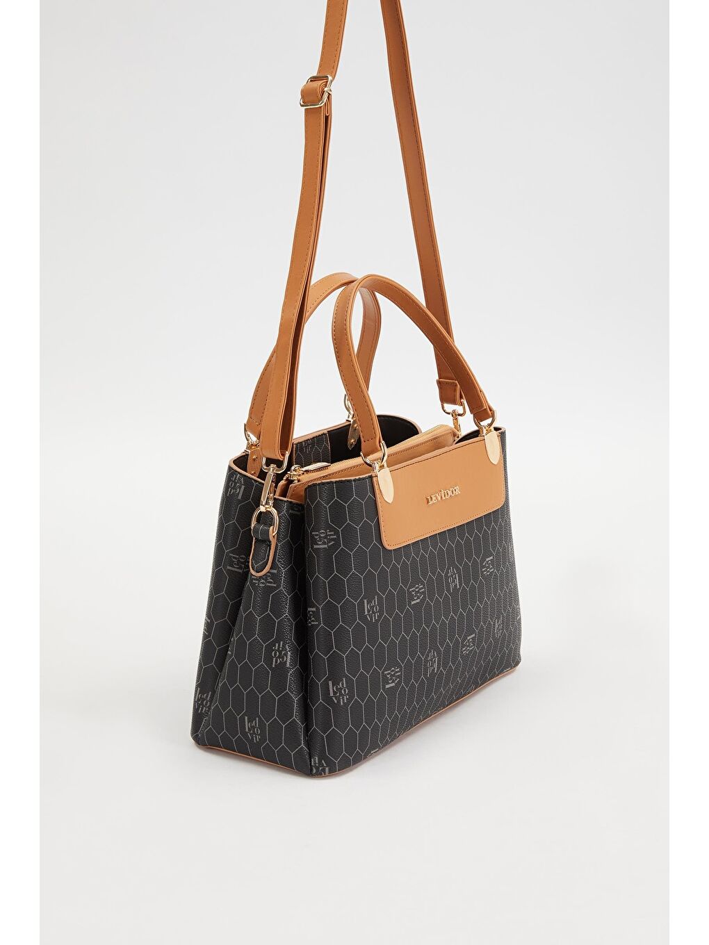 Siyah Camel Kadın El ve Omuz Çantası 930216-1