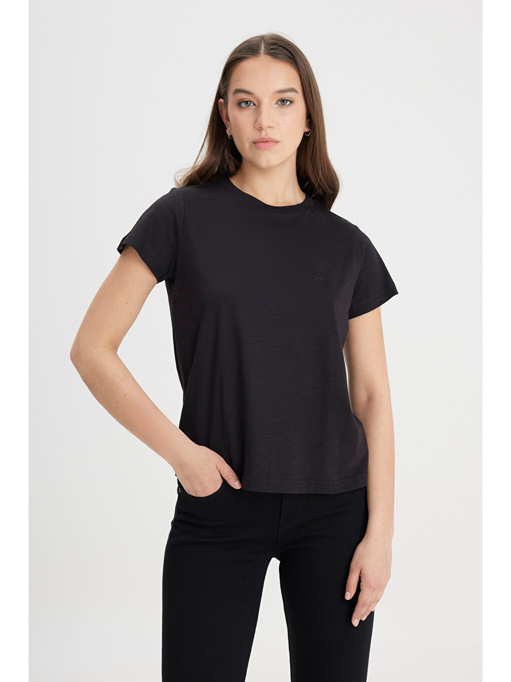 Regular Fit Normal Kesim Bisiklet Yaka Siyah Tişört-4