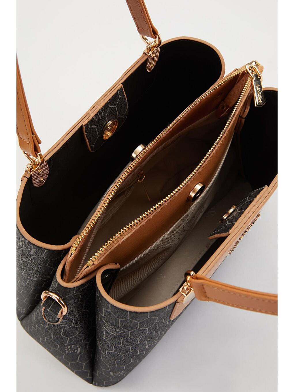 Siyah Camel Kadın El ve Omuz Çantası 930216-2