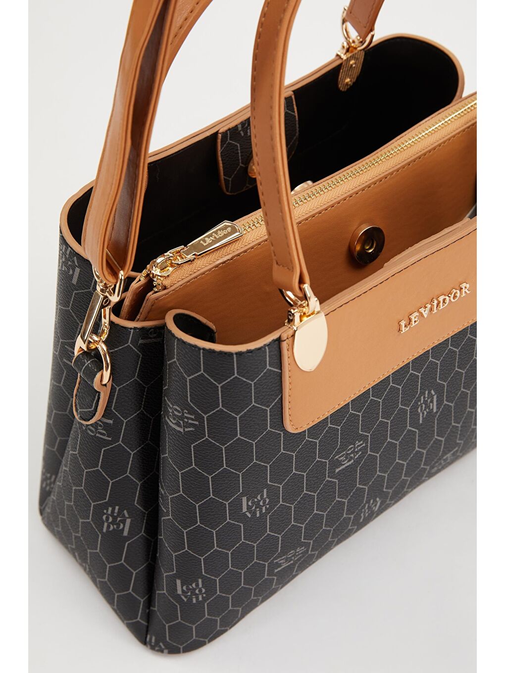 Siyah Camel Kadın El ve Omuz Çantası 930216-3