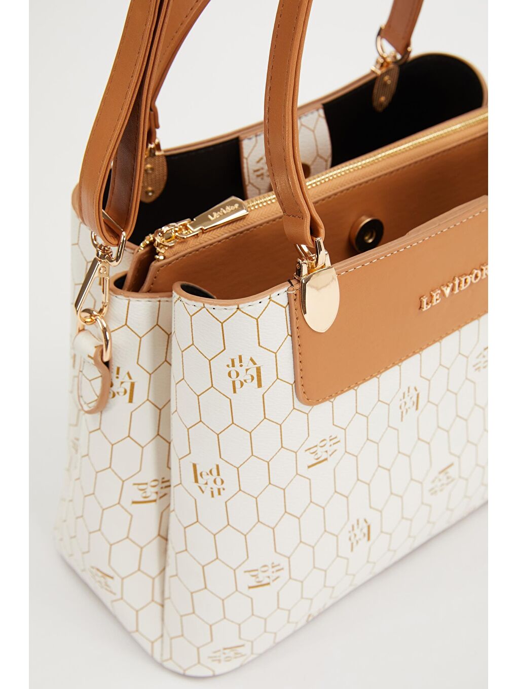 Ekru Krem Kadın El ve Omuz Çantası 930216-1