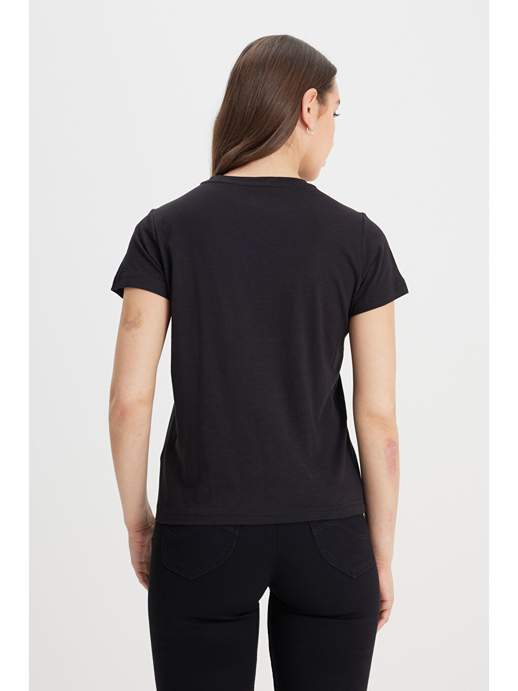 Regular Fit Normal Kesim Bisiklet Yaka Siyah Tişört-5