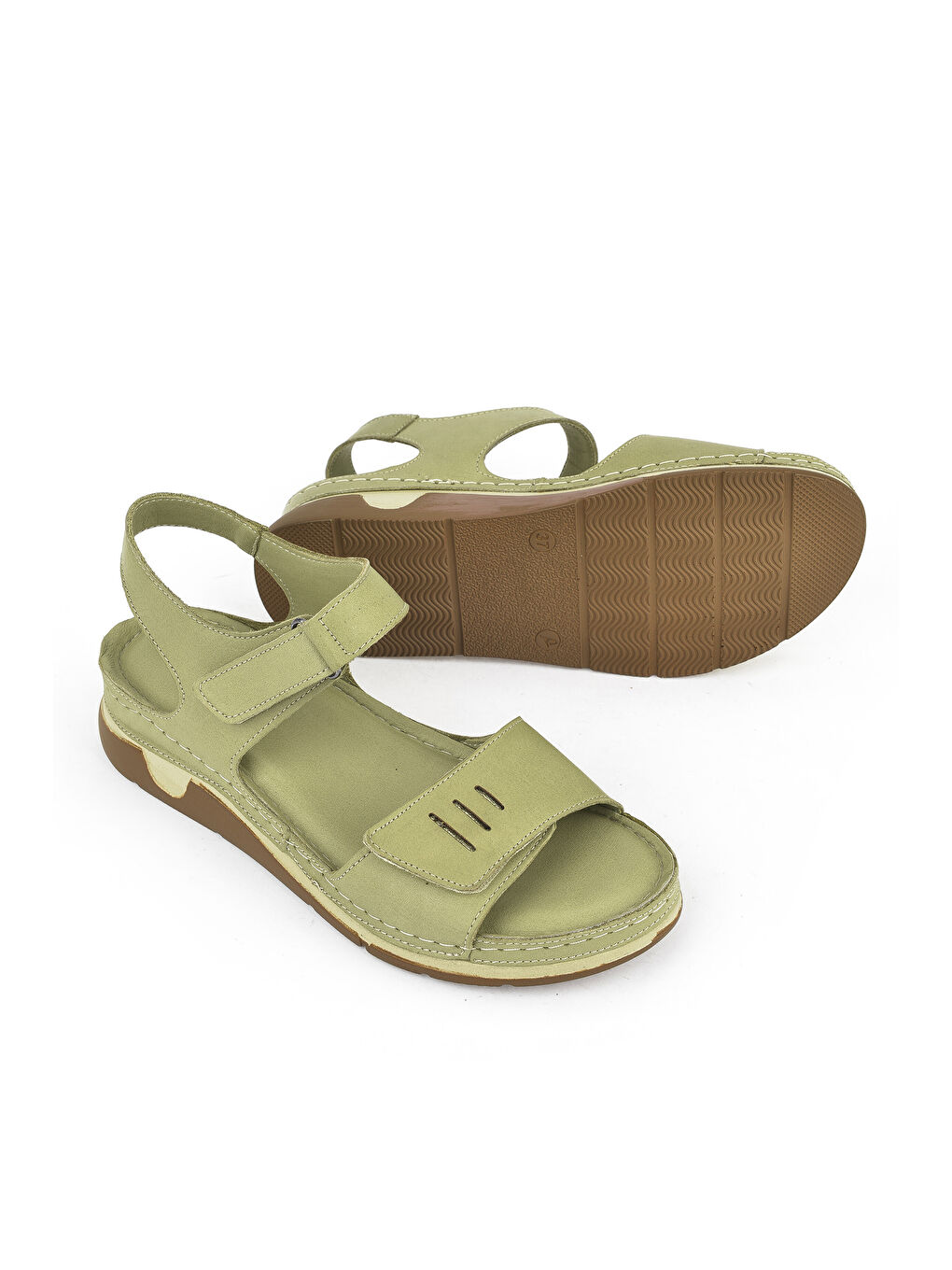 Kadın Hakiki Deri Sandalet 1511008Z22 Yeşil-3