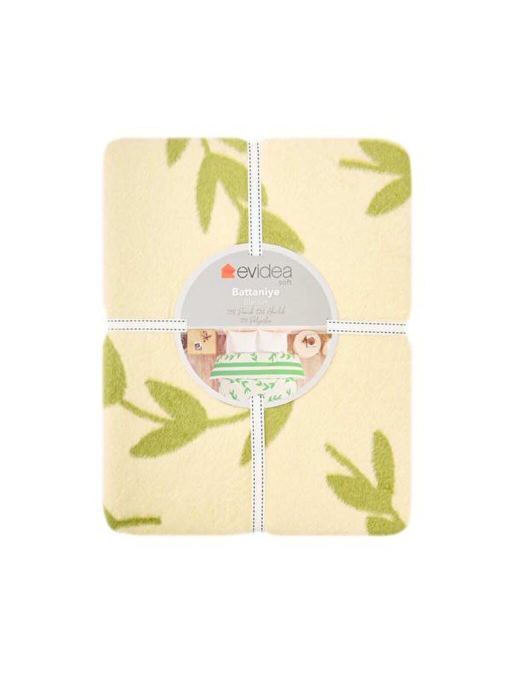 Lila Soft Folio Pamuklu Tek Kişilik Battaniye - Ekru / Yeşil - 150x200 cm-2