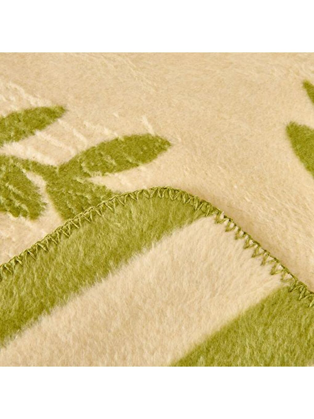 Lila Soft Folio Pamuklu Tek Kişilik Battaniye - Ekru / Yeşil - 150x200 cm-3