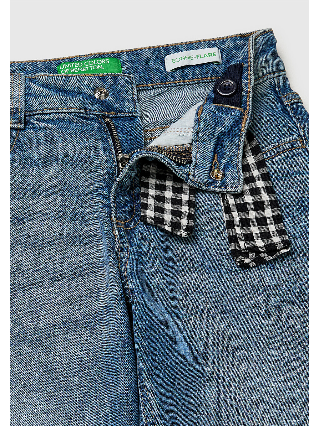 Kız Çocuk Mavi Fularlı Paça Detaylı Denim Pantolon-2