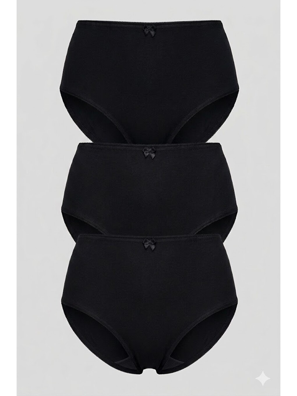 3'Lü Paket Yüksek Bel Bikini Külot 5002 Siyah