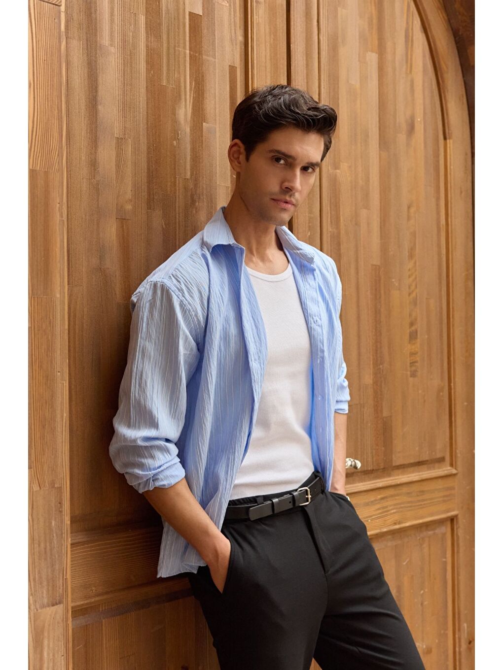 Mavi Tugur Erkek Çizgili Oversize Premium Gömlek Soft Touch Refined Comfort-3