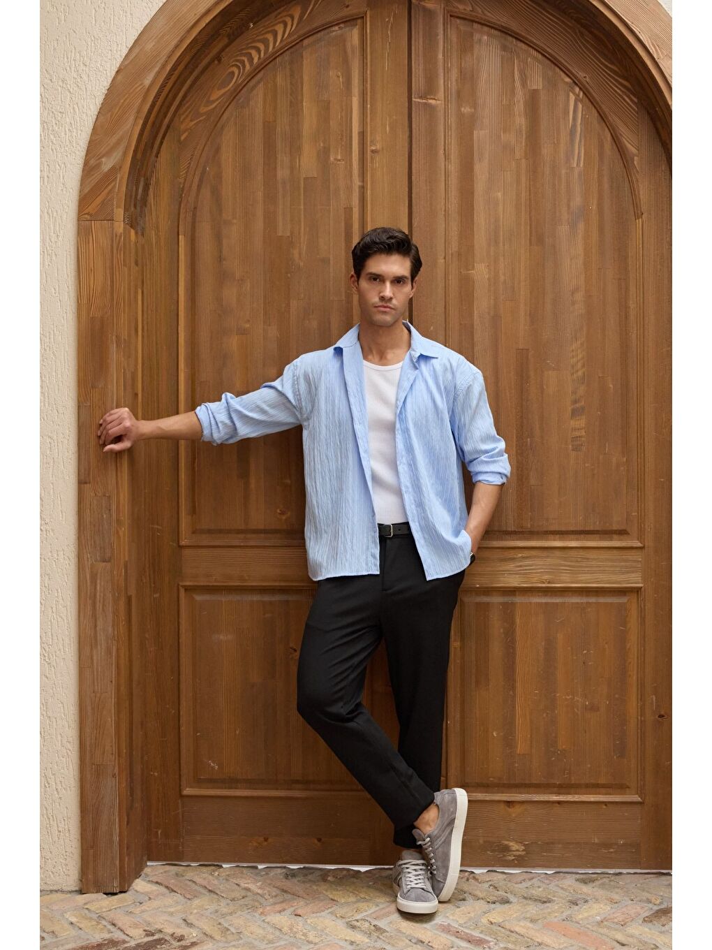 Mavi Tugur Erkek Çizgili Oversize Premium Gömlek Soft Touch Refined Comfort-4