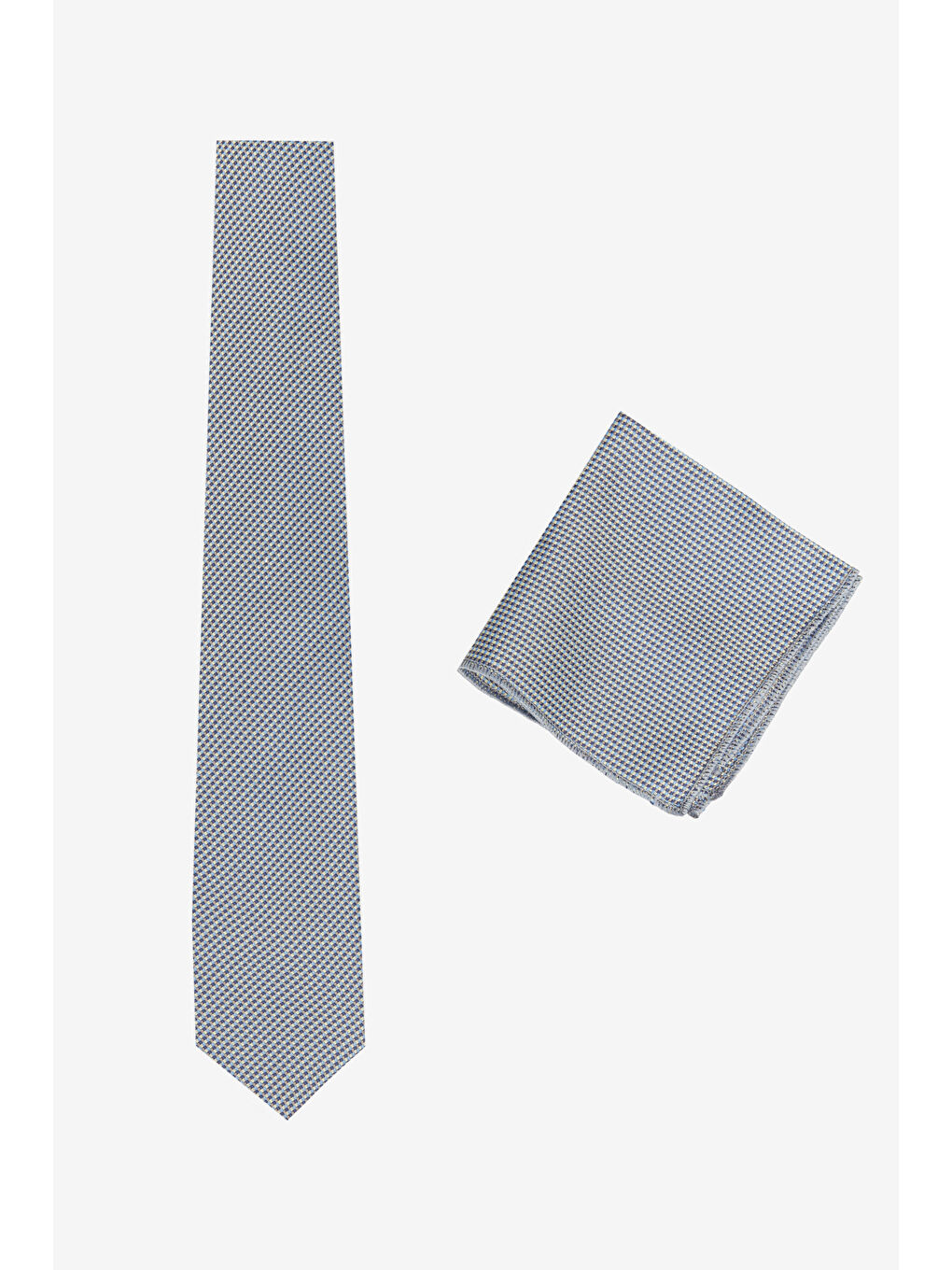 Erkek Gri-Kahverengi Kravat-Mendil Set