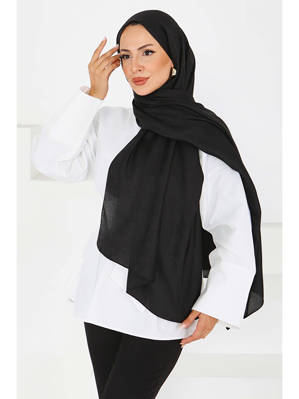 Etnik Monagram Şal Siyah - 27592