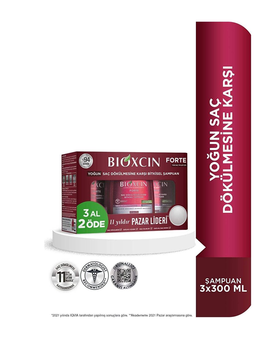 Bioxcin Renksiz Forte Tüm Saç Tipleri İçin Şampuan 300 ml (3 Al 2 Öde)