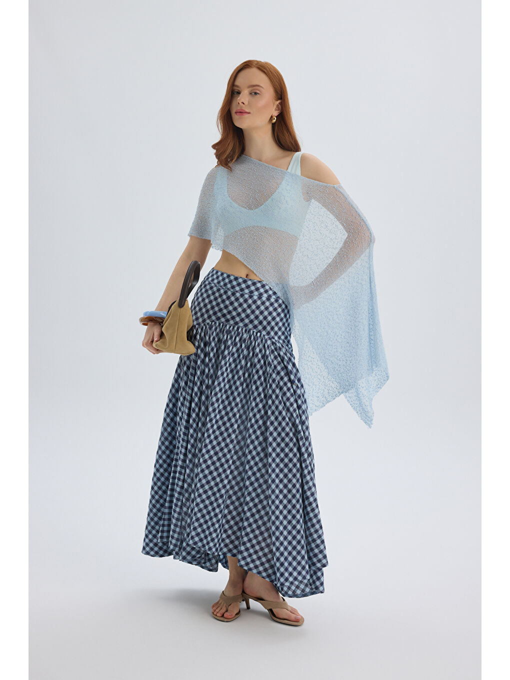 Amelisse Ekoseli Mavi Uzun Etek-1