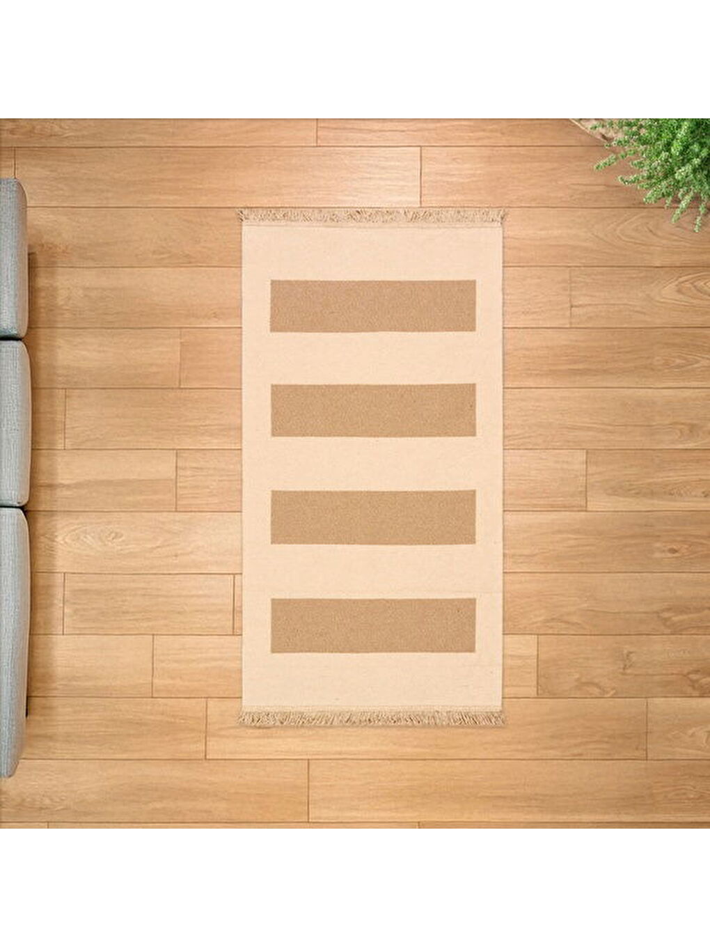 Soft Vogar Çift Taraflı Mutfak Halısı - Ekru - 80x150 cm