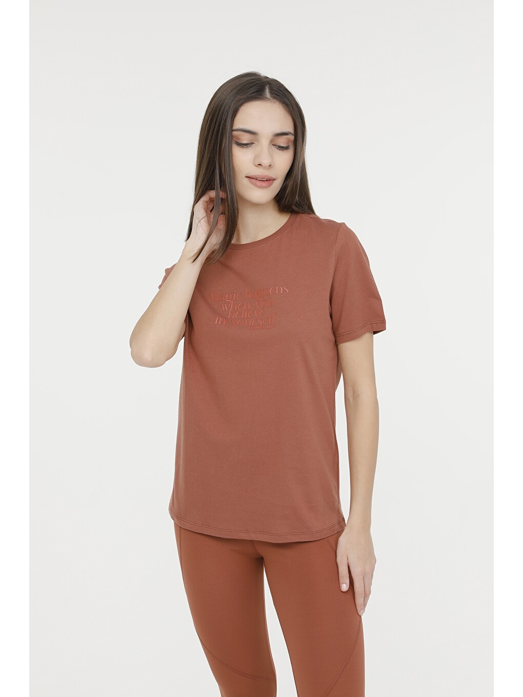 WL DARK 11LYG41 4FX Pembe Kadın Kısa Kol T-Shirt-4