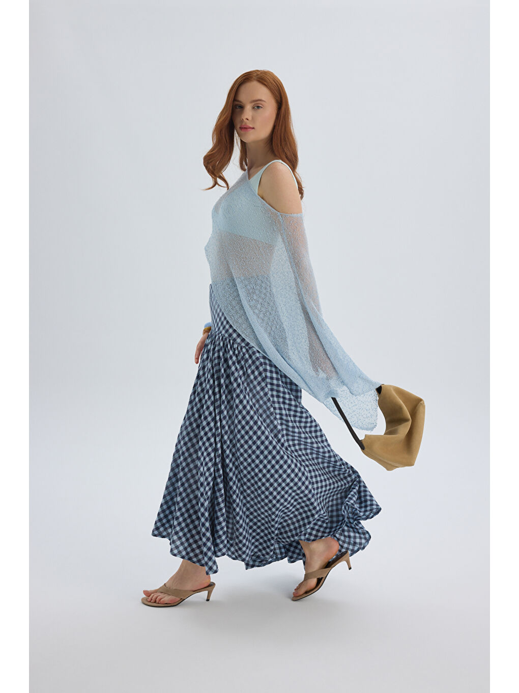 Amelisse Ekoseli Mavi Uzun Etek-2
